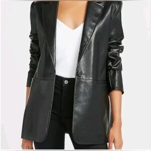 Banana Republic Black Vegan Leather Blazer